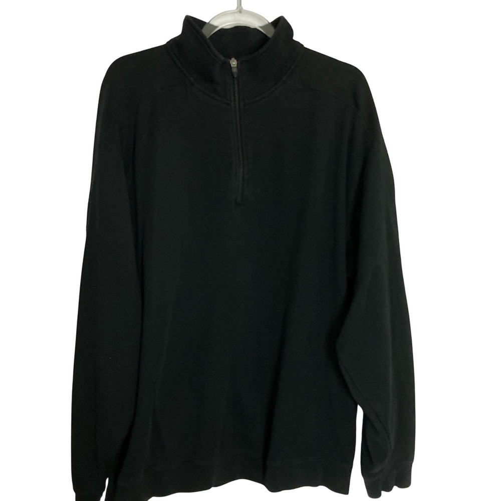 Free Country 1/4 Zip Pullover Mens XL Black Space Dye Waffle Knit Active Top
